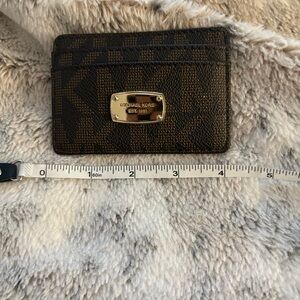 Michael Kors Dark Brown Card Holder with Gold Accent